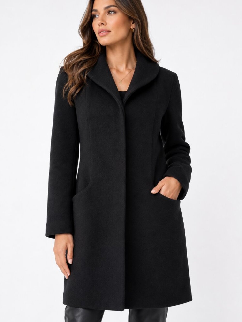 QUINCE Wool Cocoon Coat Black Medium NWT